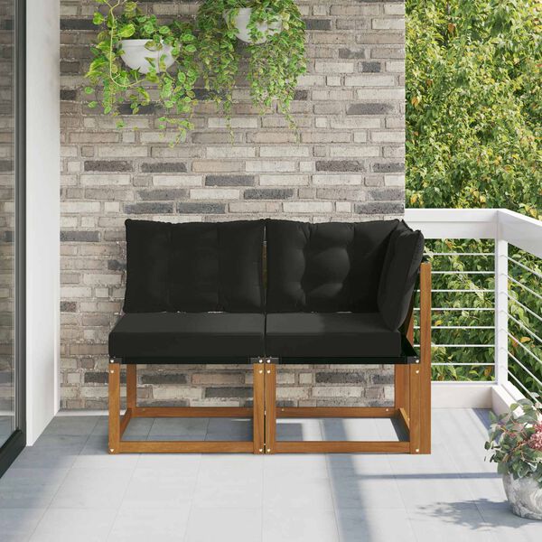 vidaXL Canap&eacute; d&rsquo;ext&eacute;rieur milieu et coin avec coussin 2 Pi&egrave;ce Naturel