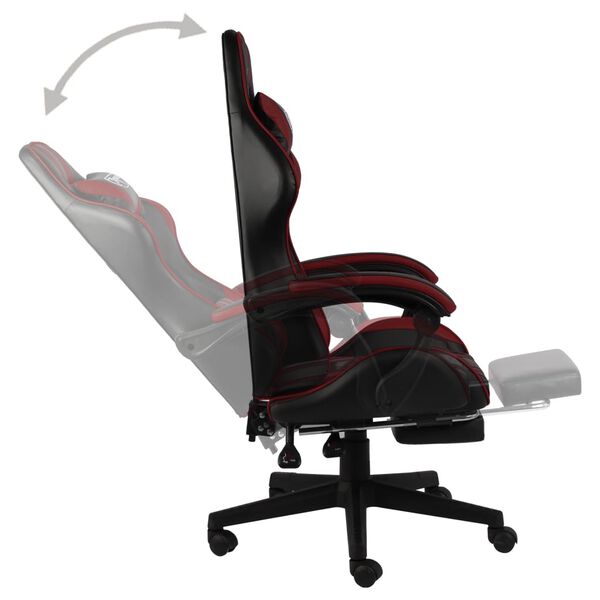 vidaXL Fauteuil de jeux vid&eacute;o et repose-pied Noir/bordeaux Similicuir