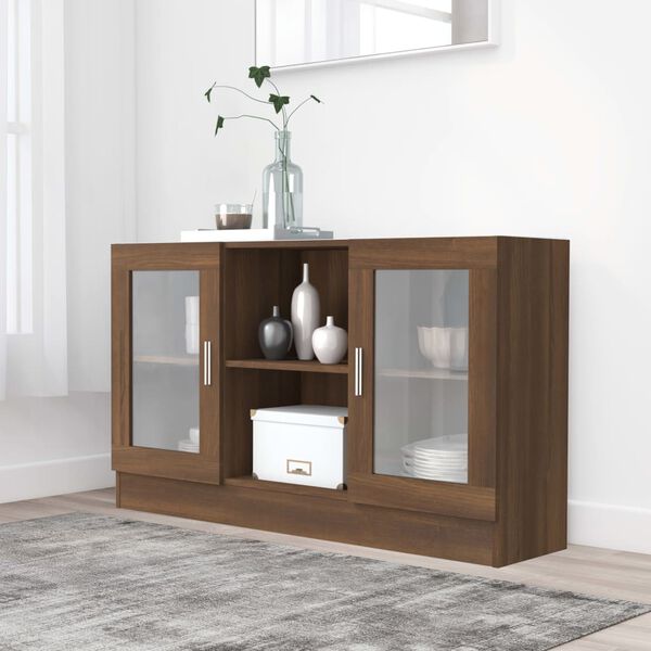 vidaXL Armoire à vitrine Chêne marron 120x30,5x70 cm Bois d'ingénierie