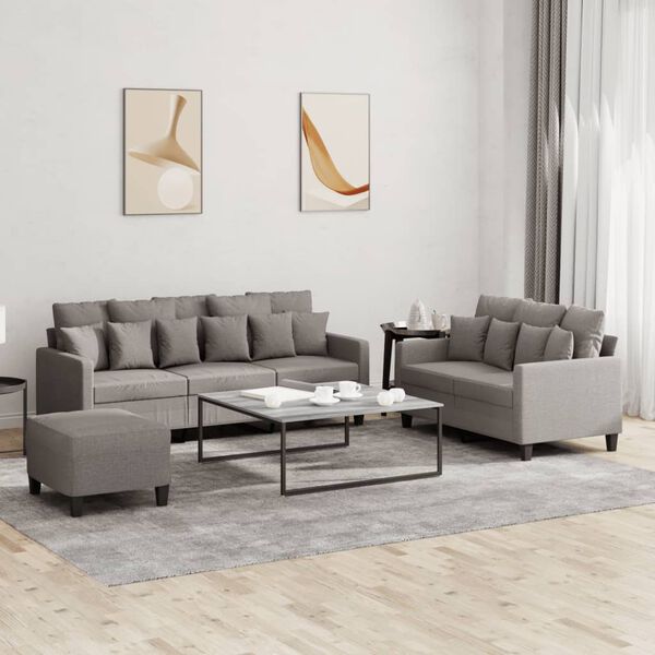vidaXL Ensemble de canap&eacute;s 3 pcs avec coussins Taupe Tissu