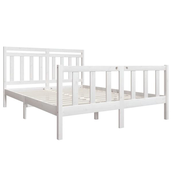 vidaXL Cadre de lit Blanc Bois massif 160x200 cm