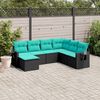 vidaXL Salon de jardin 7 pcs avec coussins noir r&eacute;sine tress&eacute;e