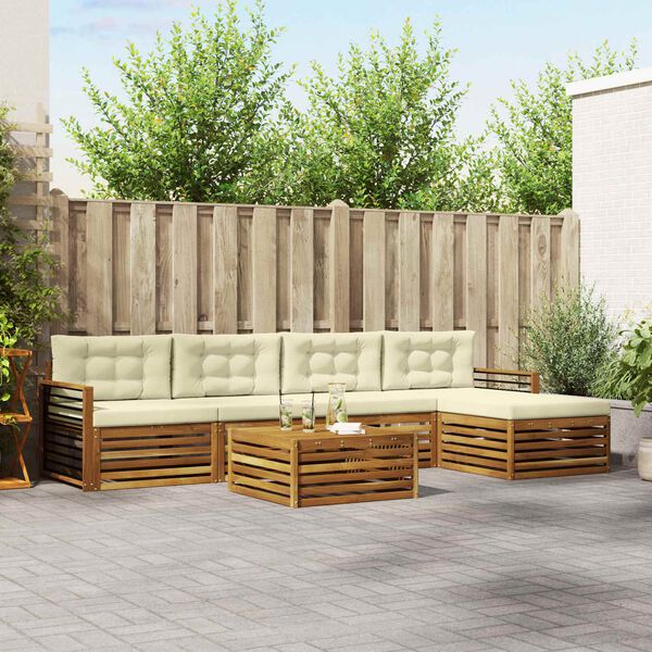 vidaXL Ensemble de canap&eacute;s d'ext&eacute;rieur 6 pcs Naturel et Cr&egrave;me