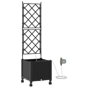 vidaXL Porte-plante de jardin avec irrigation et roues Noir PP