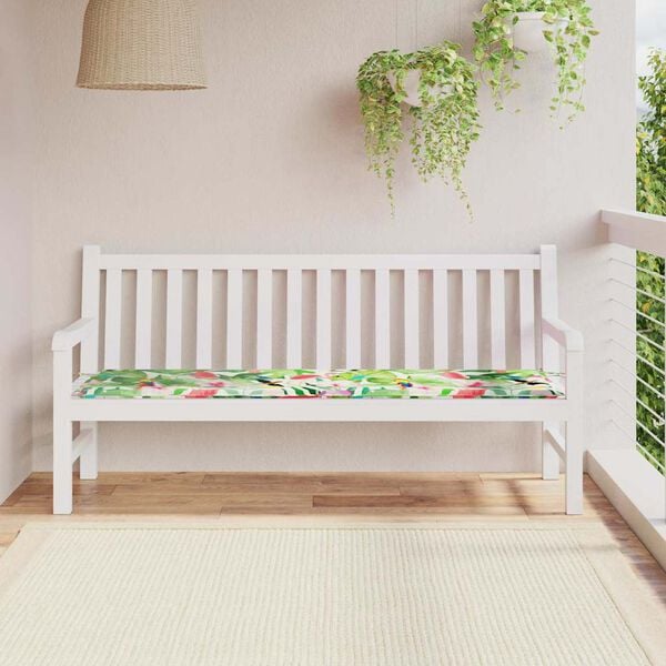 vidaXL Coussin de banc de jardin Floral Vert et rose 180 x 50 x 4 cm