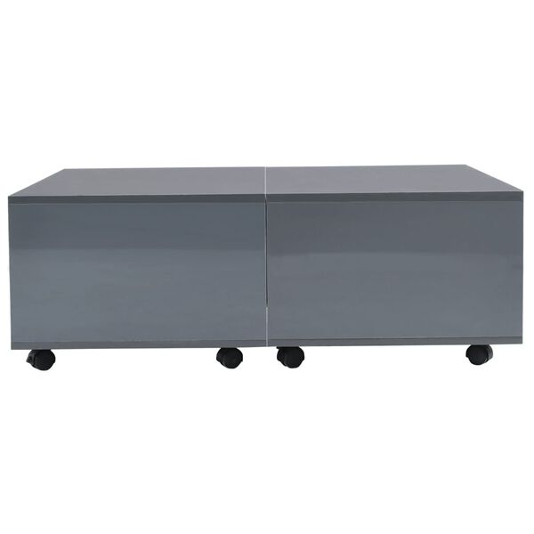 vidaXL Table basse Gris brillant 100x100x35 cm