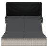 vidaXL Chaise longue double avec auvent et coussins gris clair rotin