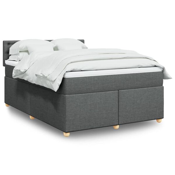 vidaXL Sommier &agrave; lattes de lit avec matelas Gris fonc&eacute; 160x200cm Tissu