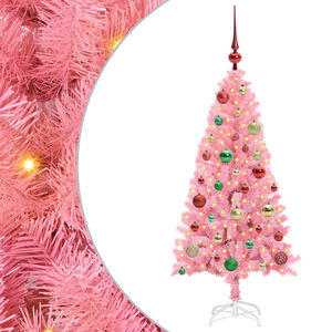 vidaXL Sapin de No&euml;l avec 150 LED avec support Rose 120 cm PVC