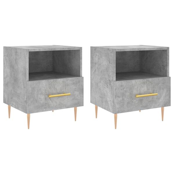 vidaXL Tables de chevet 2pcs gris b&eacute;ton 40x35x47,5cm bois d&rsquo;ing&eacute;nierie