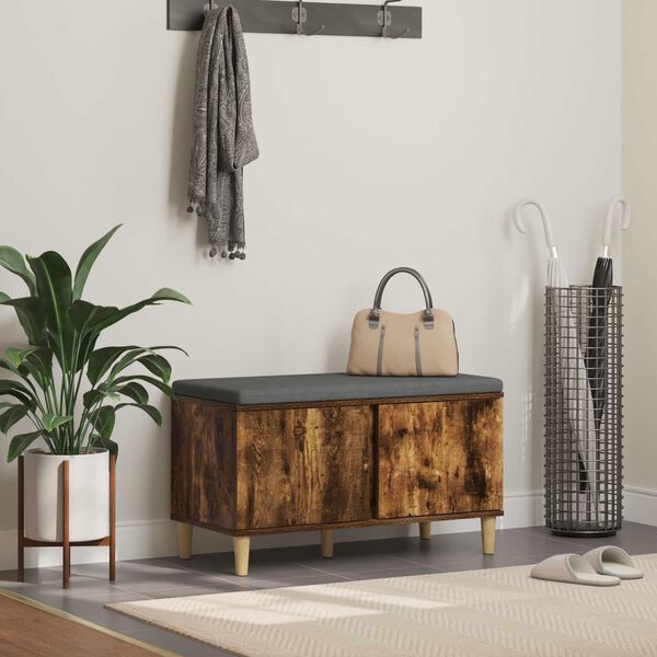 vidaXL Banc d'entr&eacute;e avec coussin Ch&ecirc;ne fum&eacute; 80 x 38 x 46 cm