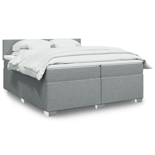 vidaXL Sommier &agrave; lattes de lit avec matelas Gris clair 200x200cm Tissu