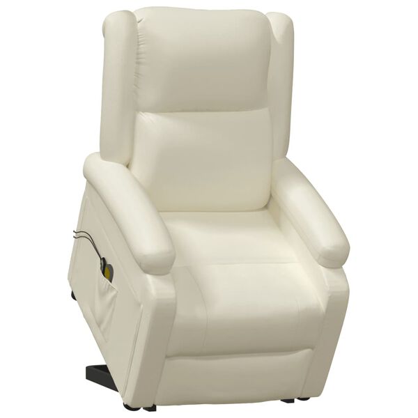 vidaXL Fauteuil de massage Cr&egrave;me Similicuir