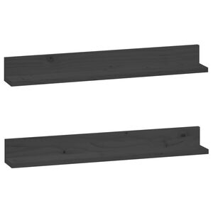 vidaXL &Eacute;tag&egrave;res murales 2 pcs Gris 80x11x9 cm Bois de pin massif