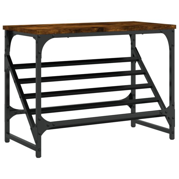 vidaXL &Eacute;tag&egrave;re &agrave; chaussures ch&ecirc;ne fum&eacute; 60x30x45 cm bois d'ing&eacute;nierie