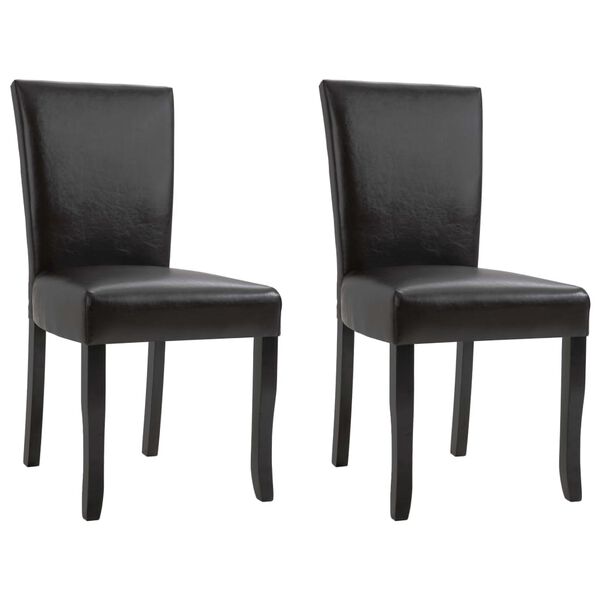 vidaXL Chaises &agrave; manger lot de 2 marron fonc&eacute; similicuir