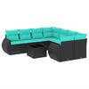 vidaXL Ensemble de canap&eacute; de jardin 9 pcs avec coussins noir r&eacute;sine tress&eacute;e