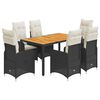 vidaXL Ensemble de bistro de jardin 7 pcs coussins noir poly rotin