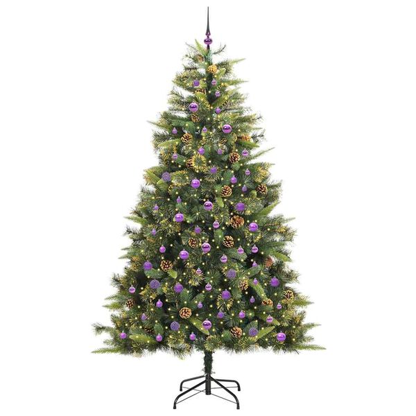 vidaXL Sapin de No&euml;l artificiel avec branches pliables et c&ocirc;nes 240 cm