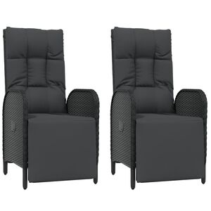 vidaXL Chaises inclinables d'ext&eacute;rieur et coussins lot de 2 Poly rotin