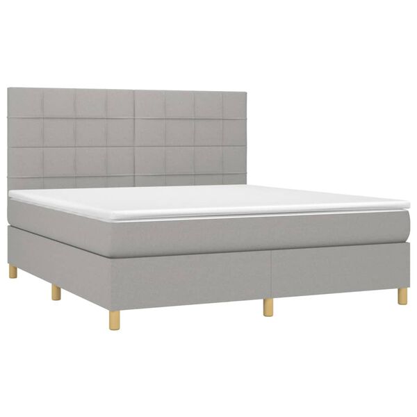 vidaXL Sommier &agrave; lattes de lit et matelas et LED Gris clair 180x200 cm