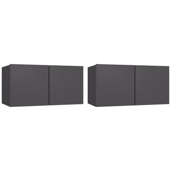 vidaXL Meubles TV suspendus 2 pcs Gris 60x30x30 cm