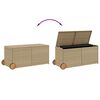 vidaXL Bo&icirc;te de rangement de jardin et roues m&eacute;lange beige 283L rotin