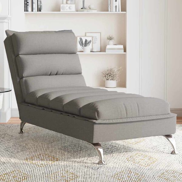vidaXL Chaise longue de massage avec coussins taupe tissu