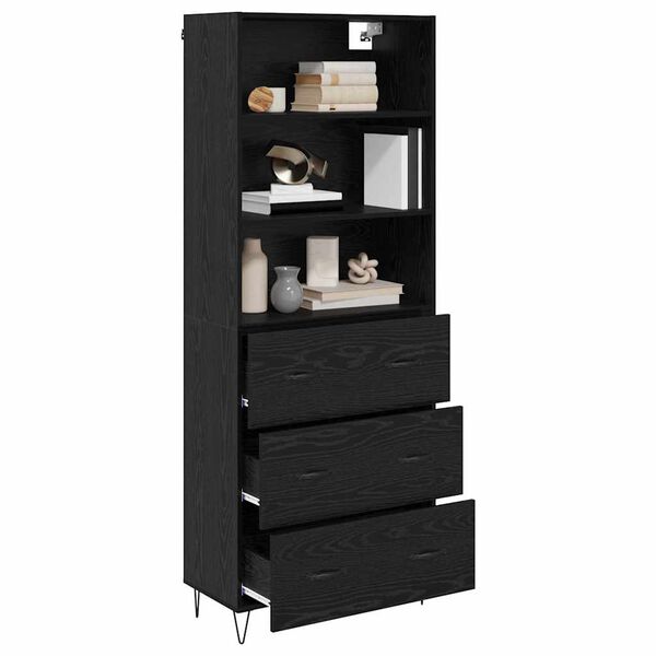 vidaXL Haut Armoire avec tiroir 2 pcs Ch&ecirc;ne noir Bois d'ing&eacute;nierie