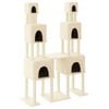 vidaXL Arbre &agrave; chat avec griffoirs en sisal Cr&egrave;me 199 cm