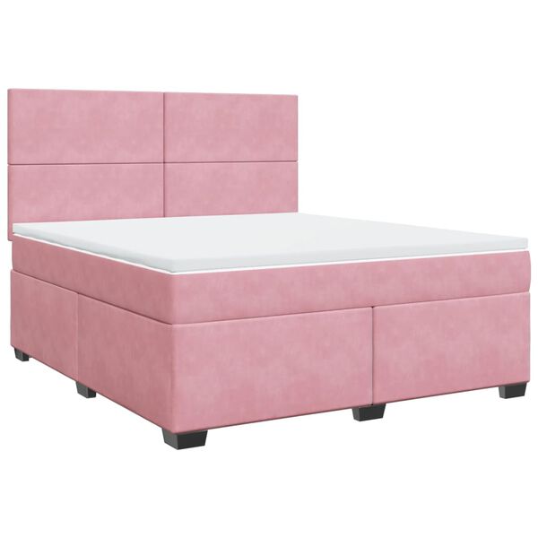 vidaXL Sommier &agrave; lattes de lit avec matelas Rose 180x200 cm Velours