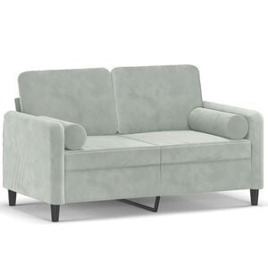 vidaXL Canap&eacute; 2 places avec oreillers gris clair 120 cm velours