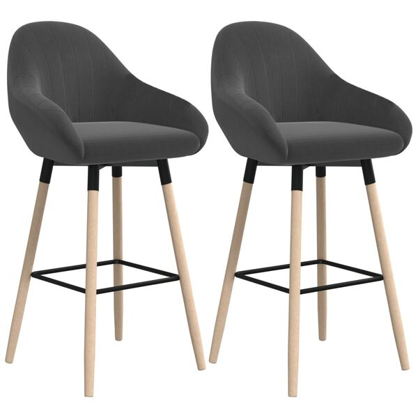vidaXL Tabourets de bar lot de 2 gris foncé tissu