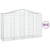 vidaXL Paniers &agrave; gabions arqu&eacute;s 15 pcs 200x50x120/140 cm Fer galvanis&eacute;