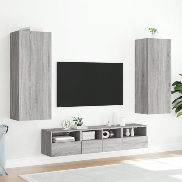 vidaXL Meuble TV mural sonoma gris 40,5x30x102 cm bois d'ing&eacute;nierie
