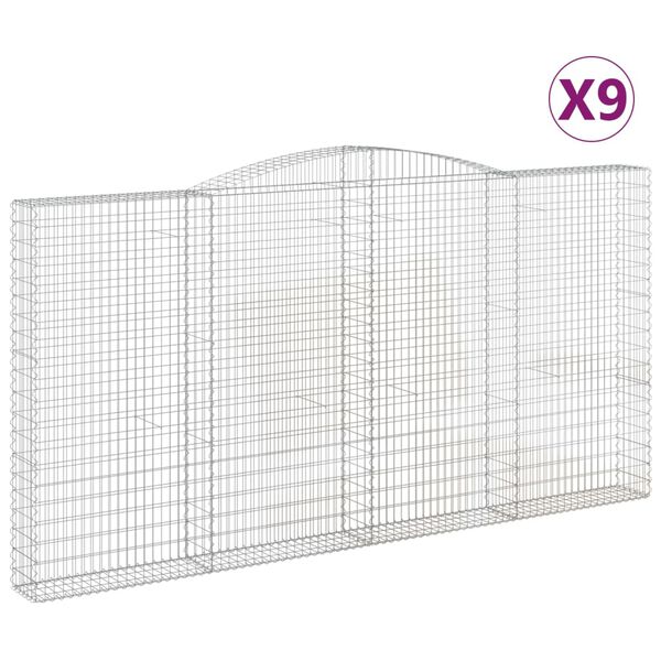 vidaXL Paniers &agrave; gabions arqu&eacute;s 9 pcs 400x30x200/220 cm Fer galvanis&eacute;