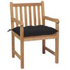 vidaXL Chaises de jardin lot de 4 et coussins noir Bois de teck solide