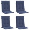 vidaXL Coussins de chaise à dossier bas lot de 4 bleu marine tissu