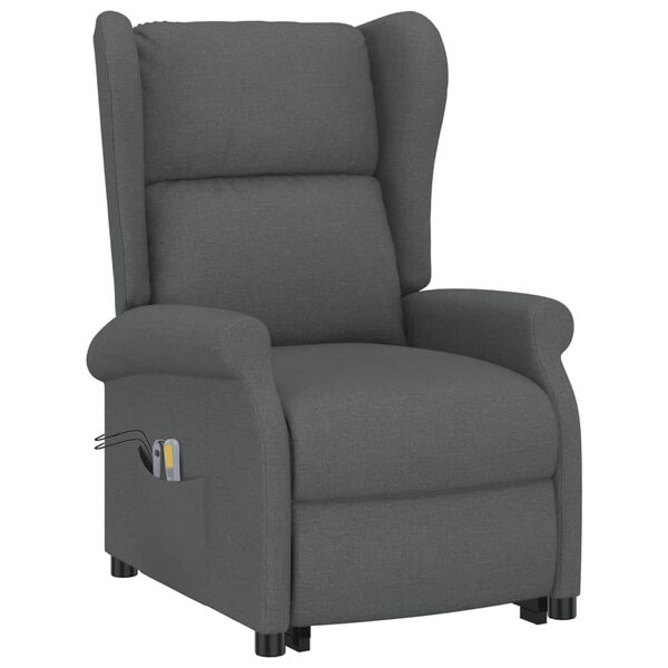 vidaXL Fauteuil de massage inclinable Gris fonc&eacute; Tissu