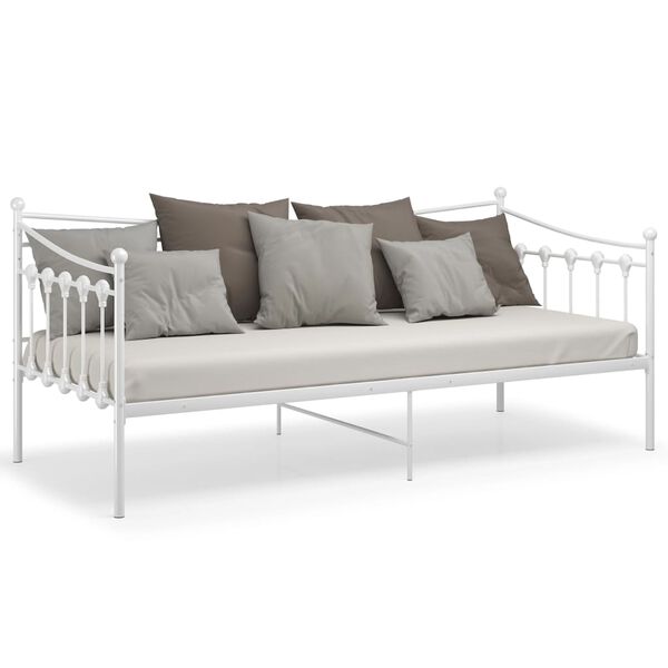 vidaXL Cadre de canap&eacute;-lit sans matelas blanc m&eacute;tal 90x200 cm