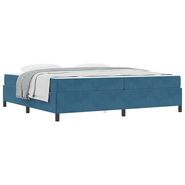 vidaXL Cadre de lit avec matelas Bleu fonc&eacute; 200 x 200 cm tissu