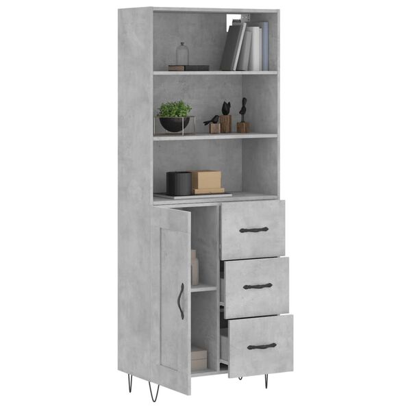 vidaXL Buffet haut Gris b&eacute;ton 69,5x34x180 cm Bois d'ing&eacute;nierie