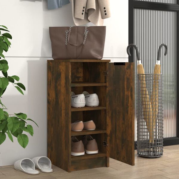 vidaXL Armoire &agrave; chaussures Ch&ecirc;ne fum&eacute; 30x35x70 cm Bois d'ing&eacute;nierie