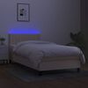 vidaXL Sommier &agrave; lattes de lit avec matelas LED Cr&egrave;me 90x190 cm Tissu