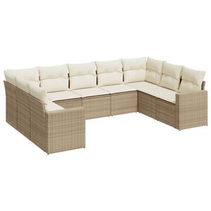 vidaXL Salon de jardin avec coussins 9 pcs beige r&eacute;sine tress&eacute;e