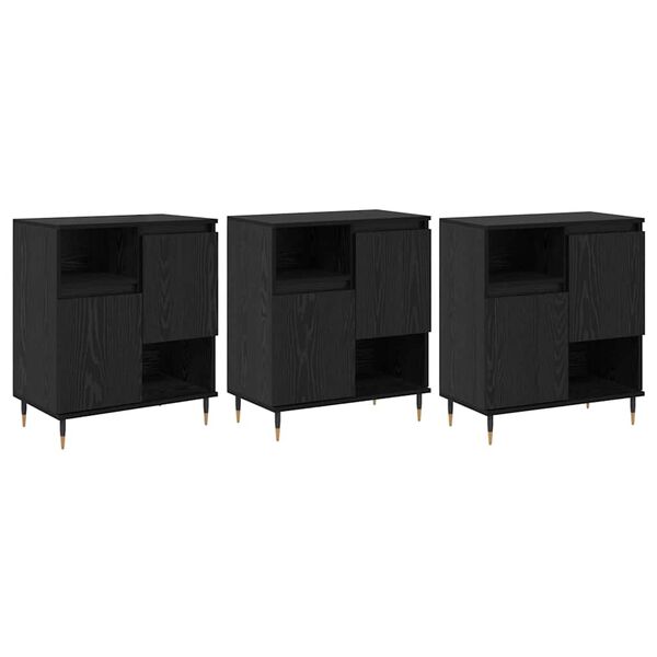 vidaXL Buffets 3 pcs Ch&ecirc;ne noir 180 x 35 x 70 cm Bois d'ing&eacute;nierie