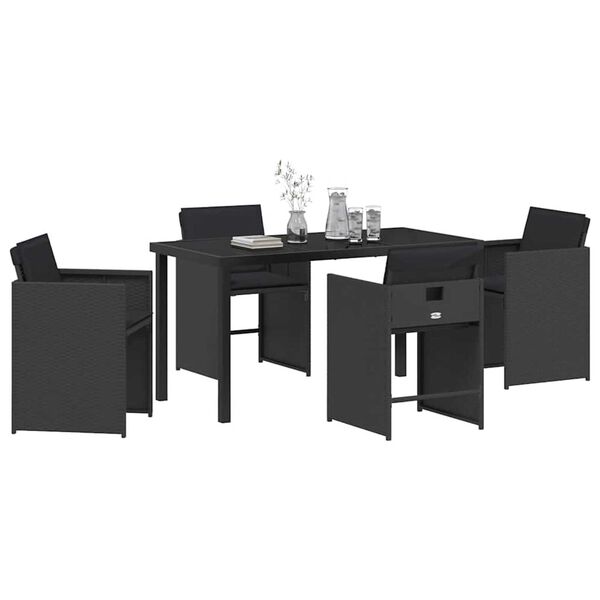 vidaXL Ensemble de salle &agrave; manger pour jardin 5 pcs Noir polyrotin