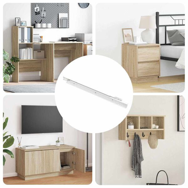 vidaXL Glissi&egrave;re de tiroir 12 pcs Blanc 400 mm Acier