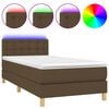 vidaXL Sommier &agrave; lattes de lit et matelas et LED Marron fonc&eacute; 90x200cm