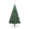 vidaXL Demi-arbre de No&euml;l artificiel pr&eacute;-&eacute;clair&eacute; et boules vert 210 cm